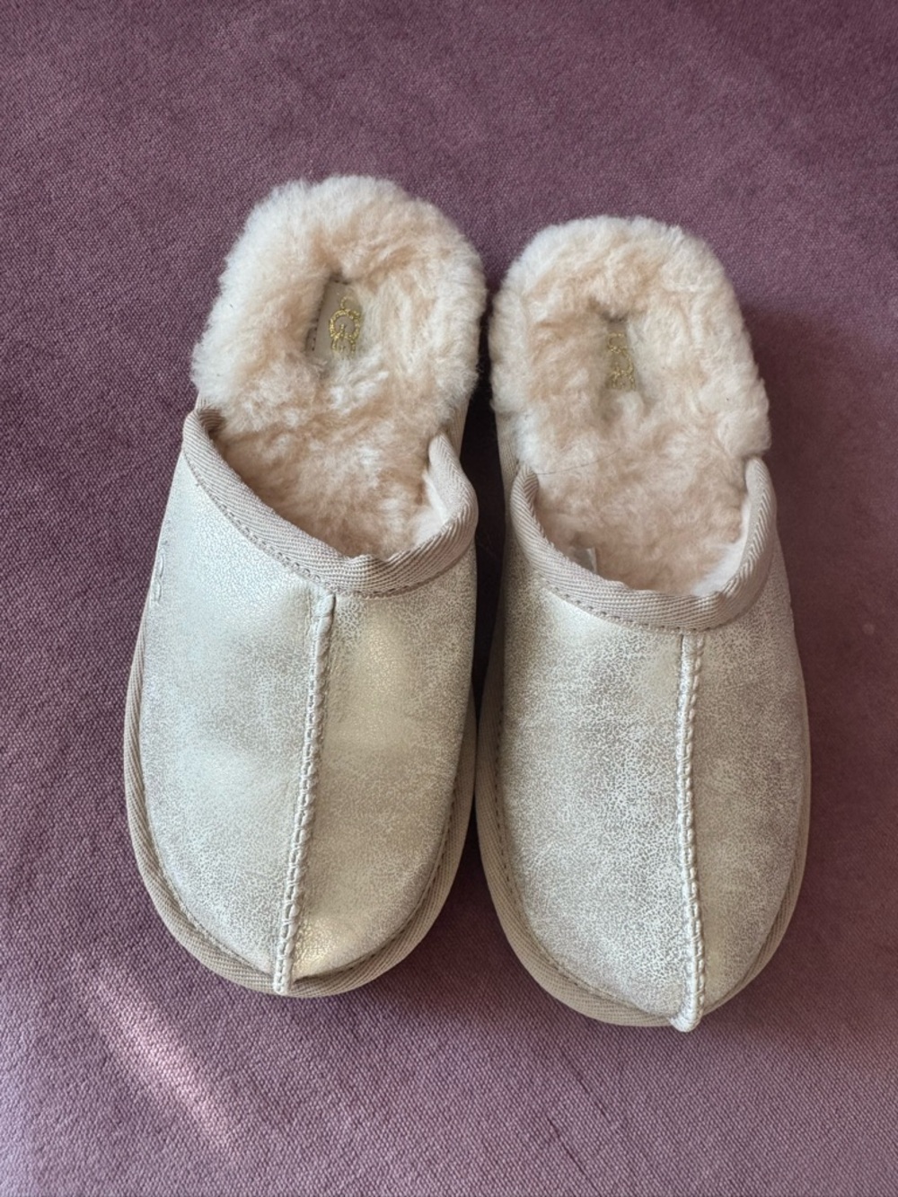 UGG Cozy Fleece-Lined Slip-On Slippers in Light Beige size 13